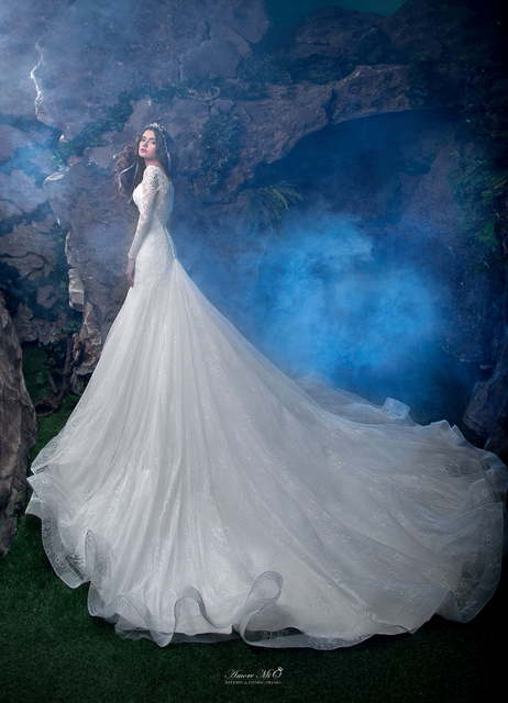 Свадебное платье 619. Силуэт Рыбка, А-силуэт. Цвет Белый / Молочный. Вид 2