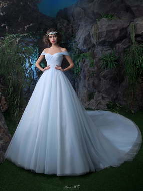 Свадебное платье 861. Силуэт Пышное, А-силуэт. Цвет Голубой / Синий. Вид 1