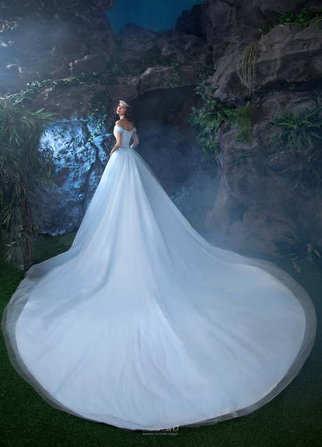 Свадебное платье 861. Силуэт Пышное, А-силуэт. Цвет Голубой / Синий. Вид 2