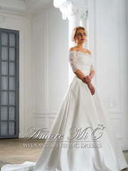 Свадебное платье Карла. Силуэт А-силуэт. Цвет Белый / Молочный. Вид 1