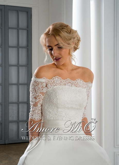 Свадебное платье Карла. Силуэт А-силуэт. Цвет Белый / Молочный. Вид 3