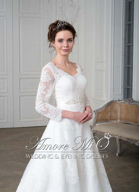 Свадебное платье Ричи. Силуэт А-силуэт. Цвет Белый / Молочный. Вид 3