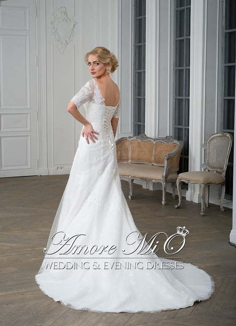 Свадебное платье Габриэлла. Силуэт А-силуэт. Цвет Белый / Молочный. Вид 2