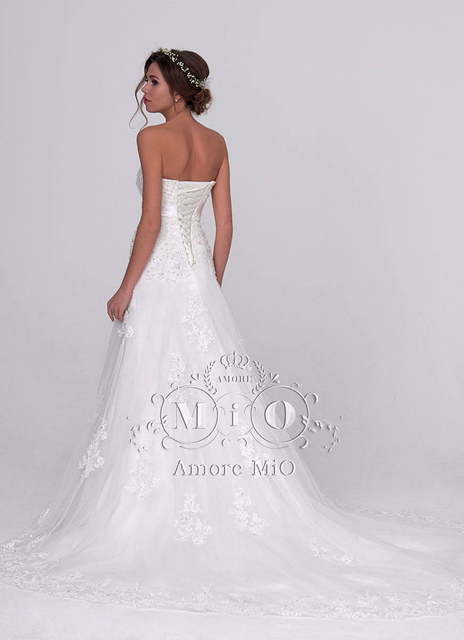 Свадебное платье Малика. Силуэт А-силуэт. Цвет Белый / Молочный. Вид 2