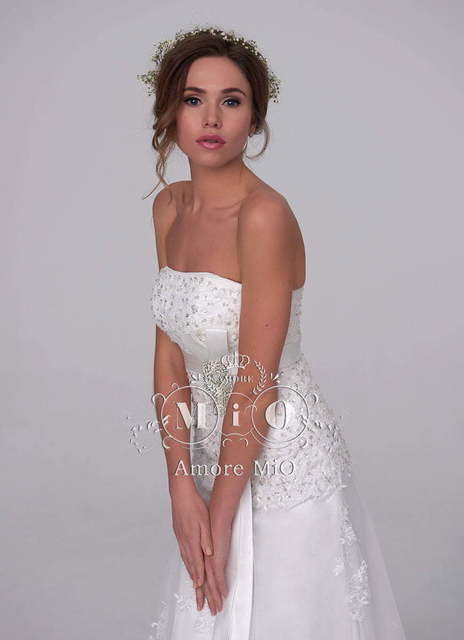 Свадебное платье Малика. Силуэт А-силуэт. Цвет Белый / Молочный. Вид 3