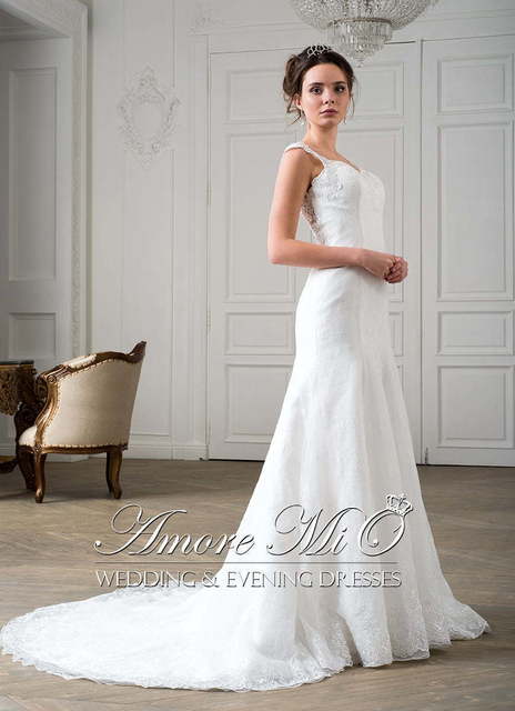 Свадебное платье Адриана. Силуэт А-силуэт. Цвет Белый / Молочный. Вид 3