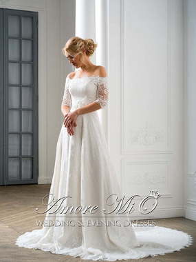 Свадебное платье Аврора. Силуэт А-силуэт. Цвет Белый / Молочный. Вид 1