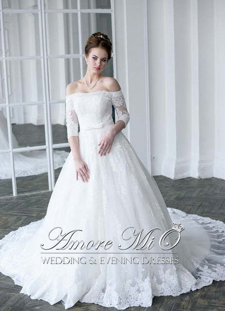 Свадебное платье Ариэль. Силуэт А-силуэт. Цвет Белый / Молочный. Вид 3