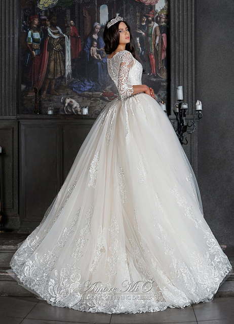 Свадебное платье Кейси 3. Силуэт Пышное, А-силуэт. Цвет Айвори / Капучино, Белый / Молочный. Вид 2