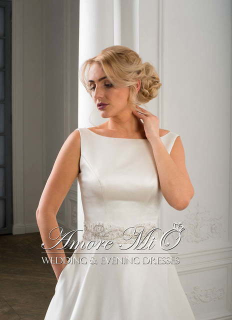 Свадебное платье Персея. Силуэт А-силуэт. Цвет Айвори / Капучино, Белый / Молочный. Вид 3