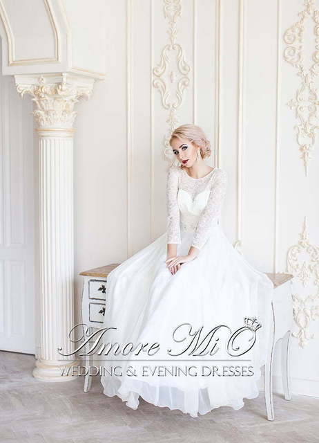 Свадебное платье Марьяж 1. Силуэт А-силуэт. Цвет Белый / Молочный. Вид 2