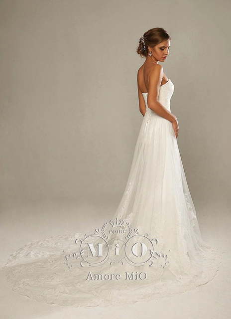 Свадебное платье Флора. Силуэт А-силуэт. Цвет Айвори / Капучино, Белый / Молочный. Вид 2