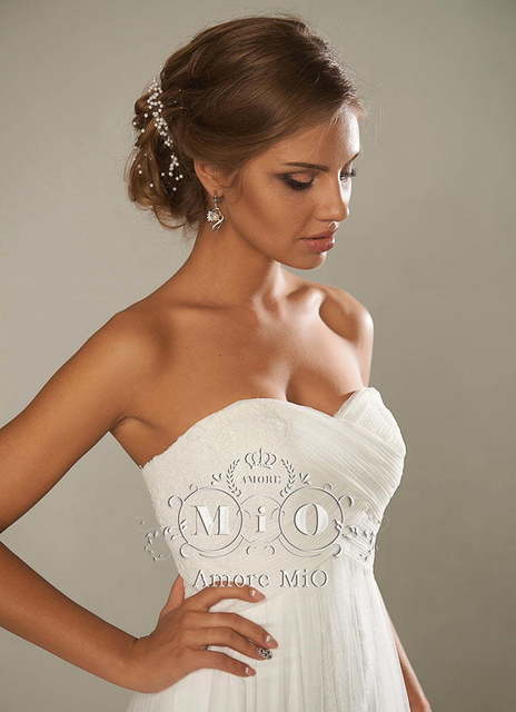 Свадебное платье Флора. Силуэт А-силуэт. Цвет Айвори / Капучино, Белый / Молочный. Вид 3