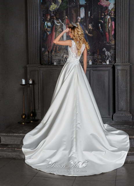 Свадебное платье Лайна. Силуэт А-силуэт. Цвет Белый / Молочный. Вид 2