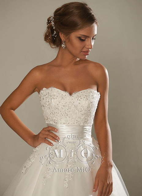 Свадебное платье Сисиль. Силуэт А-силуэт. Цвет Айвори / Капучино, Белый / Молочный. Вид 3