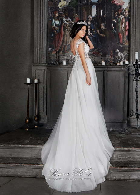 Свадебное платье Валенсия. Силуэт А-силуэт. Цвет Белый / Молочный. Вид 2