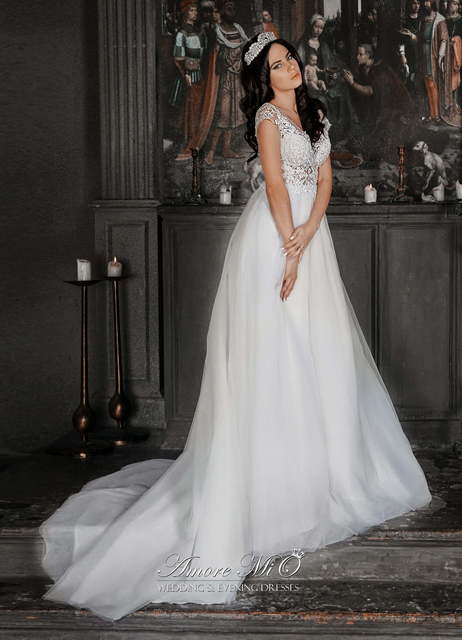 Свадебное платье Валенсия. Силуэт А-силуэт. Цвет Белый / Молочный. Вид 3