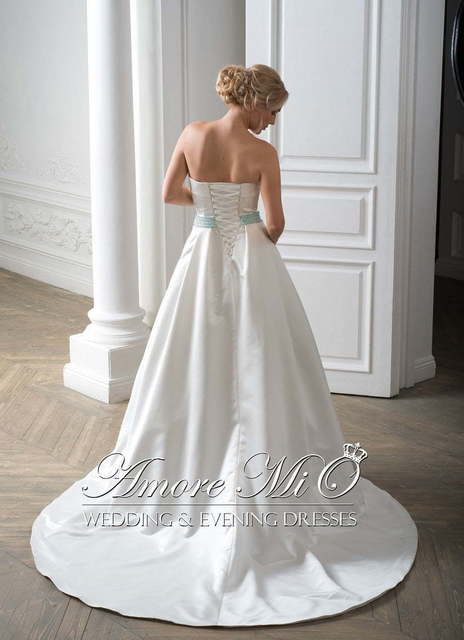 Свадебное платье Энрика, шлейф. Силуэт А-силуэт. Цвет Айвори / Капучино, Белый / Молочный. Вид 2