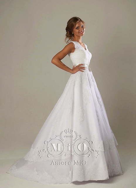 Свадебное платье Афина. Силуэт А-силуэт. Цвет Белый / Молочный. Вид 3