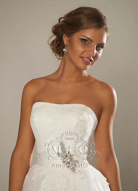 Свадебное платье Сара. Силуэт А-силуэт. Цвет Айвори / Капучино, Белый / Молочный. Вид 4