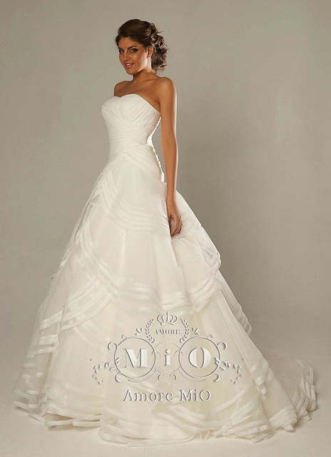 Свадебное платье Латика. Силуэт А-силуэт. Цвет Айвори / Капучино, Белый / Молочный. Вид 3