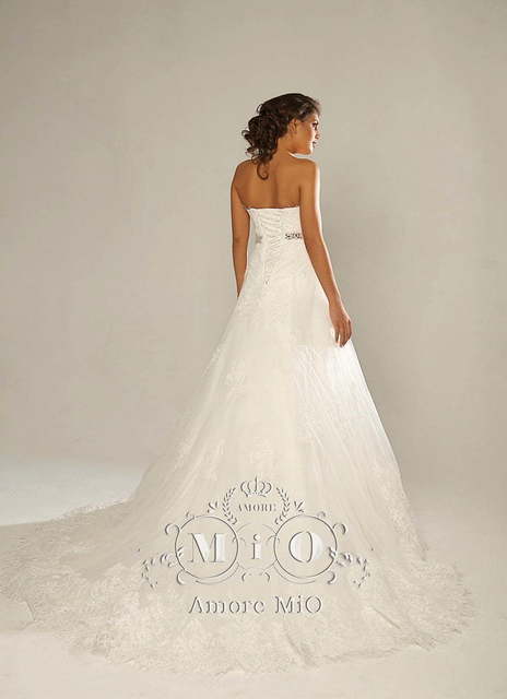 Свадебное платье Ивона 2. Силуэт А-силуэт. Цвет Айвори / Капучино. Вид 2