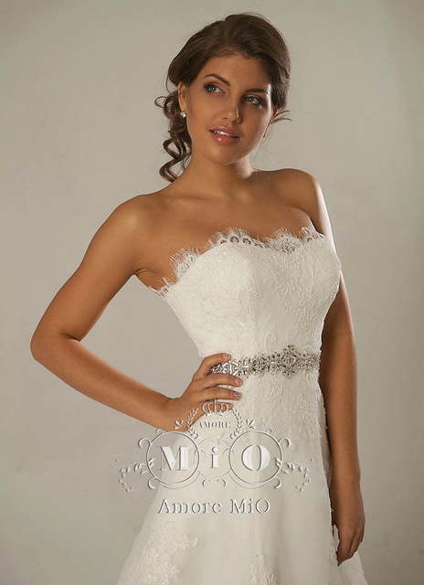 Свадебное платье Ивона 2. Силуэт А-силуэт. Цвет Айвори / Капучино. Вид 4