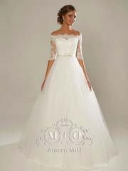 Свадебное платье София. Силуэт А-силуэт. Цвет Белый / Молочный. Вид 1