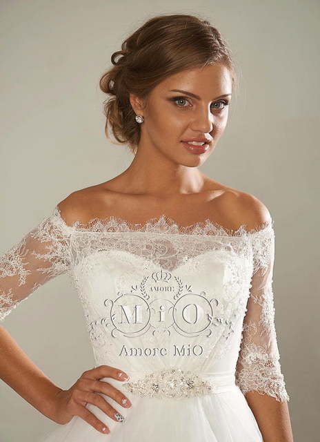 Свадебное платье София. Силуэт А-силуэт. Цвет Белый / Молочный. Вид 2