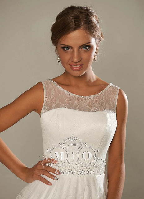 Свадебное платье Агата. Силуэт А-силуэт. Цвет Айвори / Капучино, Белый / Молочный. Вид 3