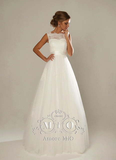 Свадебное платье Елена. Силуэт А-силуэт. Цвет Айвори / Капучино, Белый / Молочный. Вид 3