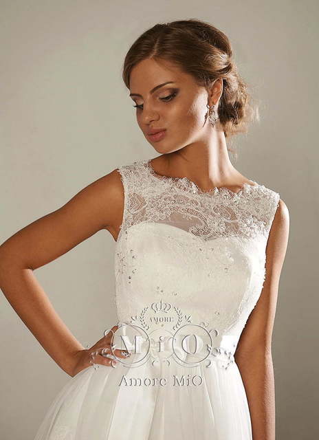 Свадебное платье Елена. Силуэт А-силуэт. Цвет Айвори / Капучино, Белый / Молочный. Вид 4