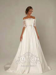 Свадебное платье Глесс. Силуэт А-силуэт. Цвет Белый / Молочный, Айвори / Капучино. Вид 1