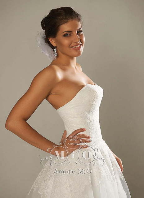 Свадебное платье Франциска. Силуэт А-силуэт. Цвет Белый / Молочный. Вид 3