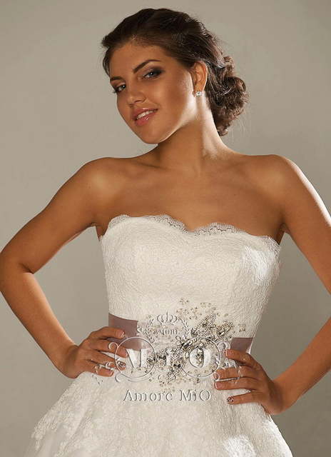 Свадебное платье Гламур. Силуэт А-силуэт. Цвет Белый / Молочный. Вид 3