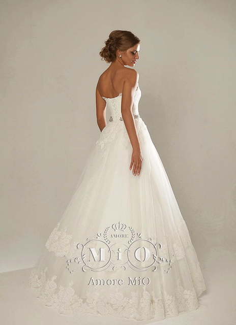 Свадебное платье Кристина. Силуэт А-силуэт. Цвет Айвори / Капучино, Белый / Молочный. Вид 2