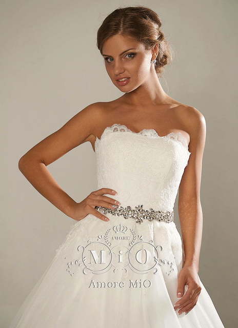 Свадебное платье Кристина. Силуэт А-силуэт. Цвет Айвори / Капучино, Белый / Молочный. Вид 3