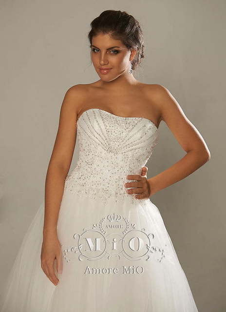 Свадебное платье Вероника. Силуэт А-силуэт. Цвет Айвори / Капучино, Белый / Молочный. Вид 3