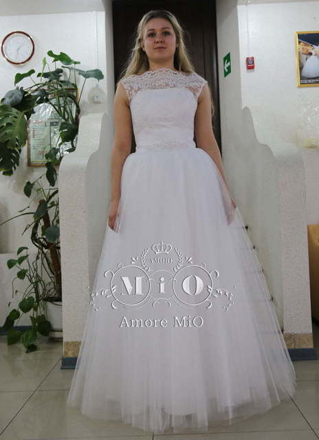 Свадебное платье Марьяж 8. Силуэт А-силуэт. Цвет Белый / Молочный. Вид 3