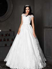 Свадебное платье Ингрид. Силуэт А-силуэт. Цвет Белый / Молочный. Вид 1