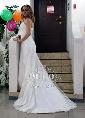 Свадебное платье Иоанна. Силуэт А-силуэт. Цвет Айвори / Капучино. Вид 3