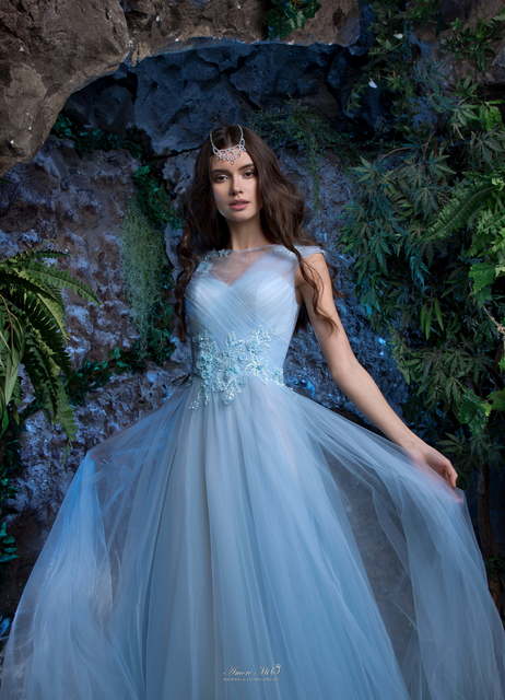 Свадебное платье 512. Силуэт А-силуэт, Прямое. Цвет Голубой / Синий. Вид 3
