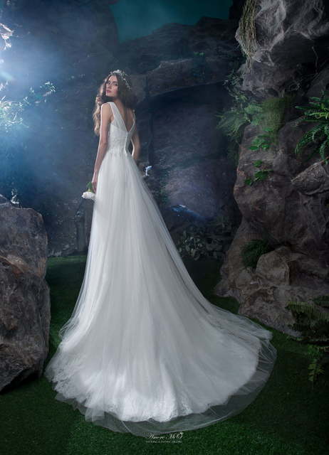 Свадебное платье 5025. Силуэт А-силуэт, Прямое. Цвет Белый / Молочный. Вид 2