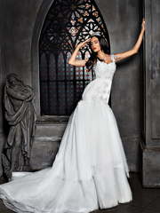 Свадебное платье Августина. Силуэт А-силуэт, Рыбка. Цвет Белый / Молочный. Вид 1