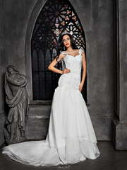 Свадебное платье Августина. Силуэт А-силуэт, Рыбка. Цвет Белый / Молочный. Вид 2