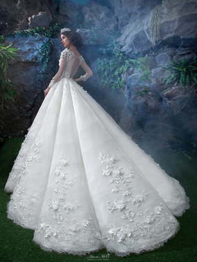 Свадебное платье 2576. Силуэт Пышное, А-силуэт. Цвет Белый / Молочный, Айвори / Капучино. Вид 2