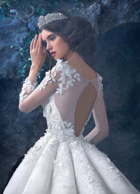 Свадебное платье 2576. Силуэт Пышное, А-силуэт. Цвет Белый / Молочный, Айвори / Капучино. Вид 3