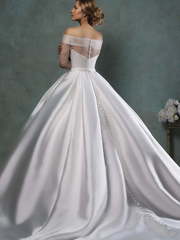 Свадебное платье Paolina. Силуэт Пышное, А-силуэт. Цвет Белый / Молочный, Пепельный / Металлик. Вид 2