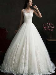 Свадебное платье Elza. Силуэт Пышное, А-силуэт. Цвет Белый / Молочный. Вид 1