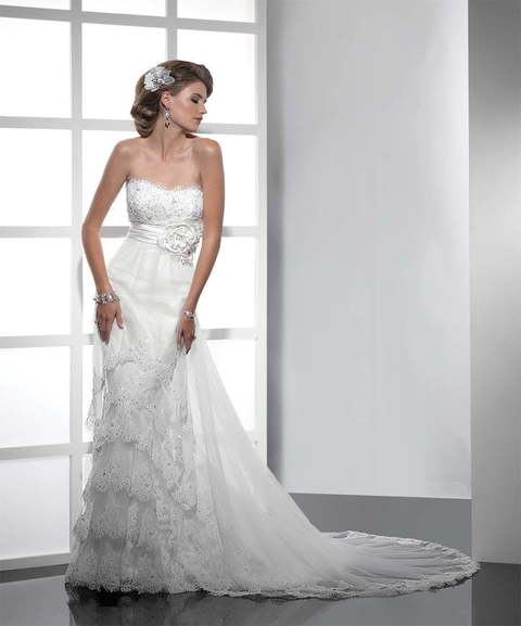 Свадебное платье Aurora. Силуэт А-силуэт, Прямое. Цвет Белый / Молочный. Вид 3